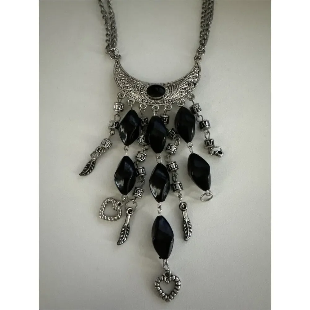 Cascade Bridgerton Necklace Silver Black Style Boho Women’s Jewelry Collar